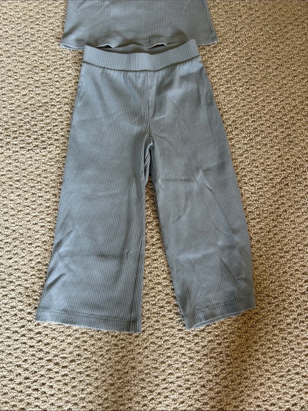 Kids Blue Ribbed Tank & Wide-Leg Matching Set - Picture 4 of 6